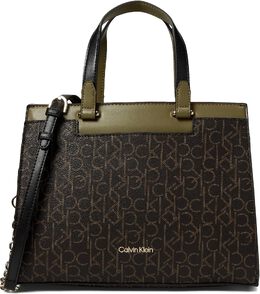Сумка Calvin Klein Velora Signature Satchel, цвет Brown/Khaki/Black/Olive 9914221 | brown/khaki/black/olive