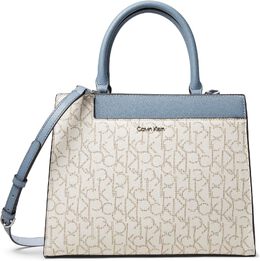 Сумка Calvin Klein Edie Triple Compartment Signature Satchel, цвет Vanilla/Khaki/Ice/Flintstone 9957726 | vanilla/khaki/ice/flintstone
