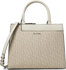 Сумка Calvin Klein Edie Signature Satchel, цвет Khaki/Vanilla/White/Desert Sage 9941827 | khaki/vanilla/white/desert sage