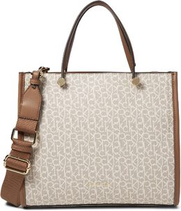 Сумка-тоут Calvin Klein Sahar Signature Tote, цвет Khaki/Vanilla/Caramel/White 9941846 | khaki/vanilla/caramel/white