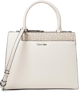 Сумка Calvin Klein Edie Tailored Satchel, цвет White/Khaki/Vanilla 9941828 | white/khaki/vanilla