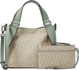 Сумка Calvin Klein Estelle Signature Satchel, цвет Khaki/Vanilla/Desert Sage 9941825 | khaki/vanilla/desert sage