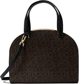 Сумка Calvin Klein Nina Signature Satchel, цвет Brown/Khaki/Black 9941832 | brown/khaki/black
