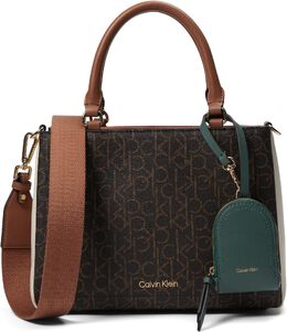 Сумка Calvin Klein Sanya Signature Satchel, цвет Brown/Khaki/White/Caramel/Sage 9941833 | brown/khaki/white/caramel/sage