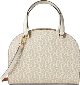 Сумка Calvin Klein Nina Signature Satchel, цвет Khaki/Vanilla/Caramel/White 9941832 | khaki/vanilla/caramel/white