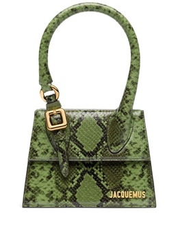 Мини-сумка Jacquemus Le Chiquito с тиснением под кожу змеи, зеленый 233ba3273198550 | зеленый