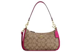 Coach Сумка Teri Canvas с кожаной холщовой тканью, сумка через плечо, дамская сумочка, женская сумка через плечо среднего размера, фиолетового и хаки цвета cm714-imw6n