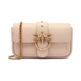 Кожаная сумка через плечо Love с одним карманом Pinko, бежевый pi244w000128b8200os | beige