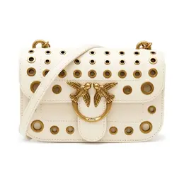 Кожаная сумка-мессенджер Love Bell мини из шелка теленка + Pinko, экрю pi235w00017758100os | écru