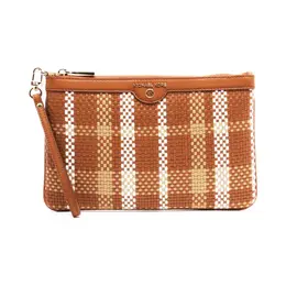 Кожаный клатч с подвеской Jet Set Michael Kors, коричневый mk222w00010629900os | marrone
