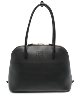 Сумка-тоут Miu Miu кожаная с тисненым логотипом, черный 5ba289vooo2crm | черный