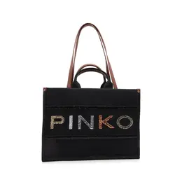 Джинсовая сумка-шоппер с вышивкой логотипа Pinko, черный pi235w000182a4300os | nero