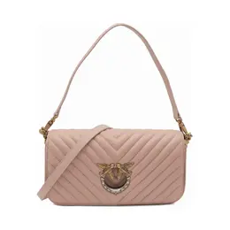 Миниатюрная сумка-мессенджер из кожи наппа Love Click Baguette Pinko, розовый pi234w00021159900os | rosa cipria