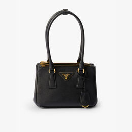 Миниатюрная сумка Galleria из сафьяновой кожи с верхней ручкой Prada, черный r04367356 | black