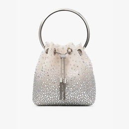 Сумка-Ведро Bon Bon из сетчатой ткани, украшенная кристаллами Jimmy Choo, белый r04358974 | white/crystal