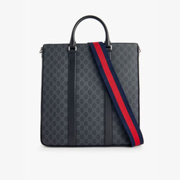 Сумка-Тоут из холщовой ткани с монограммным принтом Gucci, черный r04328858 | black/black/brb