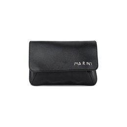 Сумка Marni Logo Embroidered Leather Belt Bag, черный phmi0023u0 p6533 00n99 | black