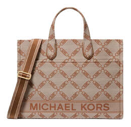 Женская сумка-тоут для багажа Michael Kors Gigi, цвет Vanilla/Luggage 7295074828348 | vanilla/luggage