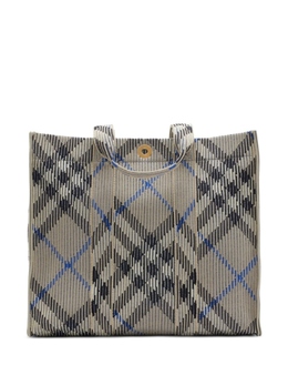 Вязаная сумка-тоут Burberry в среднюю клетку, нейтральный цвет 8090405 | нейтральный цвет