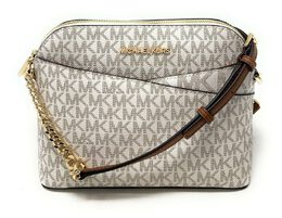 Женская сумка через плечо Michael Kors Jet Set Travel MK Signature Dome, цвет Vanilla Mk/Gold 7083627216956 | vanilla mk/gold