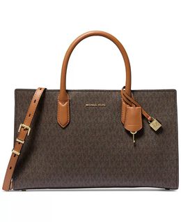 Сумка-саквояж Scarlett с логотипом East West среднего размера Michael Kors, бежевый 19391461 | brn/acorn