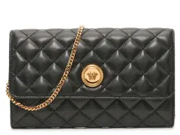 Стеганый кожаный клатч Versace, черный 563890 | black
