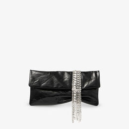 Сумка-Клатч Zandra из металлизированной кожи, украшенная кристаллами Jimmy Choo, черный r04401896 | black/silver