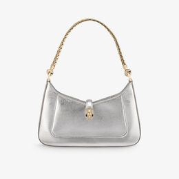 Маленькая кожаная сумка через плечо Serpenti baia Bvlgari, серебряный r04198463 | silver