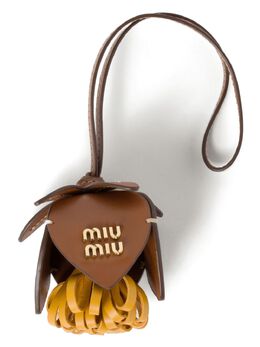 Miu Miu logo-lettering leather bag charm 24792869