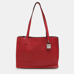 DKNY Red Leather Logo Embossed Tote 1077708