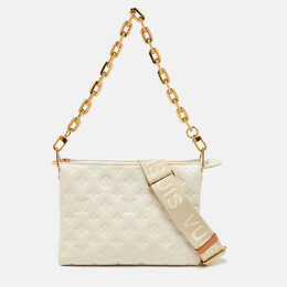 Louis Vuitton Cream Monogram Embossed Leather Coussin PM Bag 1077264