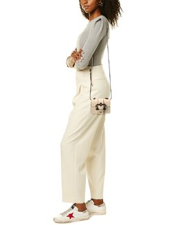 Большая кожаная сумка через плечо Moschino с замком, белый 7097615253564 | white