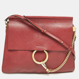 Chloe Red Leather Medium Faye Shoulder Bag 1077904