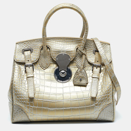 Ralph Lauren Gold Alligator Ricky 33 Tote 1078212