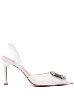 Amina Muaddi 90mm Camelia slingback pumps 27453214