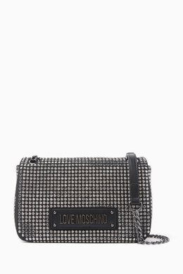 Love Moschino Small Sparkling Embellished Shoulder Bag in Faux Leather 217949929_2709