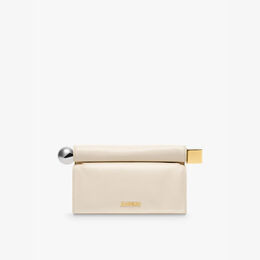 Кожаный клатч La Pochette Rond Carré Jacquemus, белый r04346580 | light ivory