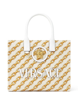 Сумка-тоут с логотипом Versace, нейтральный цвет 10058611a13568 | нейтральные цвета