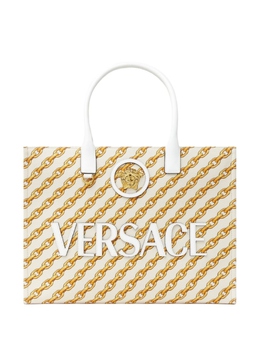 Сумка-тоут с логотипом Versace, нейтральный цвет 10047411a13568 | нейтральные цвета