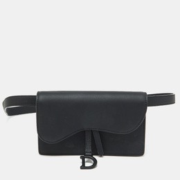 Christian Dior Black Leather Saddle Flap Belt Bag 1082295