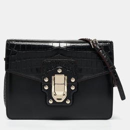 Dolce & Gabbana Black Crocodile Leather and Python Lucia Shoulder Bag 1082095