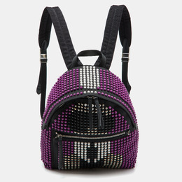 Fendi Black/Purple Nylon Karl Beaded Backpack 1081593