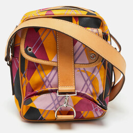 Christian Dior Multicolor Graphic Printed Fabric and Leather Shoulder Bag 1083039