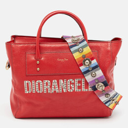 Christian Dior Red Leather Christian Diorangeles Tote 1065274