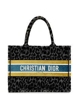Christian Dior 2021 Medium Embroidered Canvas Leopard Mizza Book tote bag 27691202
