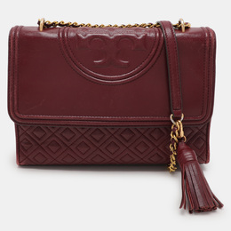 Tory Burch Burgundy Quilted Leather Fleming Shoulder Bag 1087728