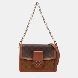 Louis Vuitton Brown Pvc Leather Monogram Reverse Dauphine Mm Chain Shoulder Bag 1087375