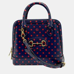 Gucci Leather Navy Red Gold Horsebit Shoulder Bag 1087336