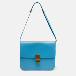 Celine Blue Leather Large Classic Box Shoulder Bag 1085949
