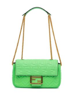 Fendi 2023 Zucca Embossed Chain Midi baguette shoulder bag 27758273